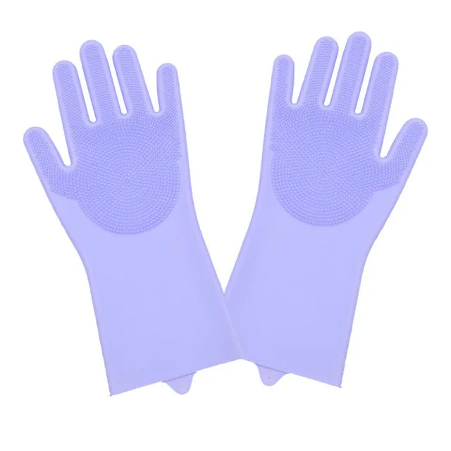 1 Pair Dish Washing Gloves Magic Silicone Dishes Cleaning Gloves