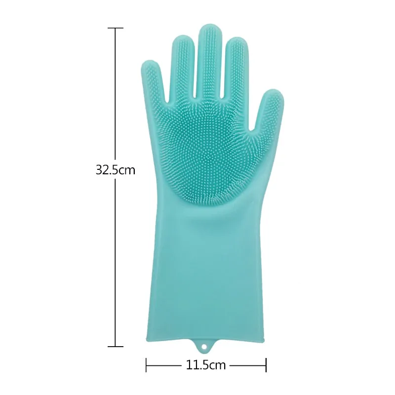 1 Pair Dish Washing Gloves Magic Silicone Dishes Cleaning Gloves