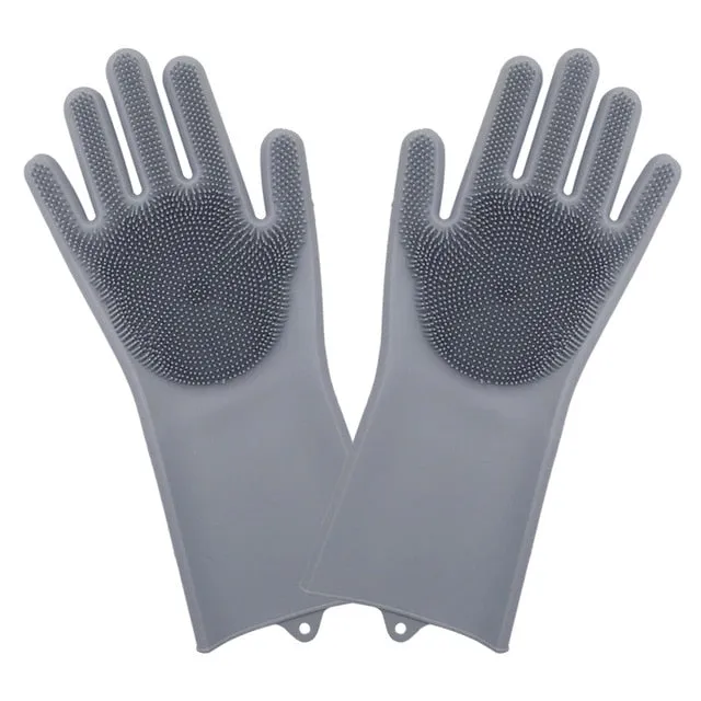 1 Pair Dish Washing Gloves Magic Silicone Dishes Cleaning Gloves