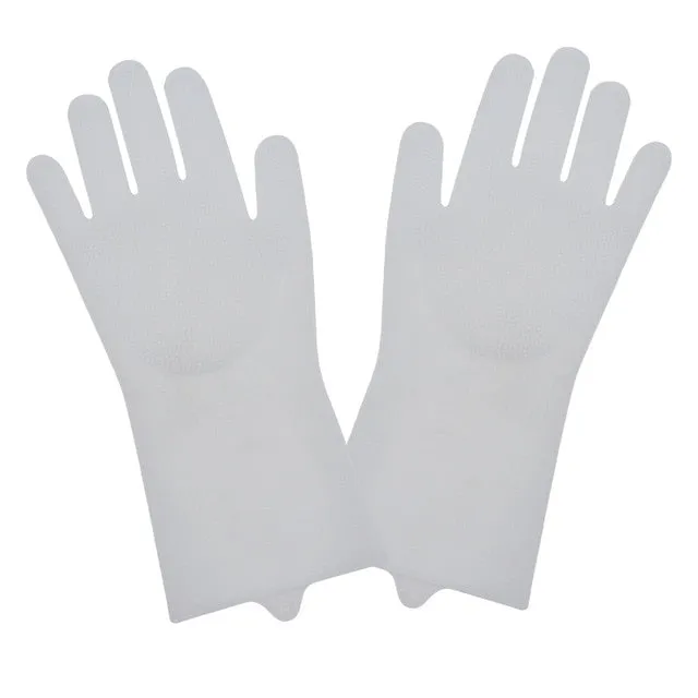 1 Pair Dish Washing Gloves Magic Silicone Dishes Cleaning Gloves