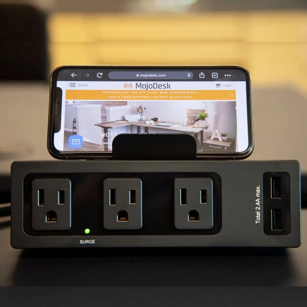 3 Outlet 2 USB Desktop Power Bar