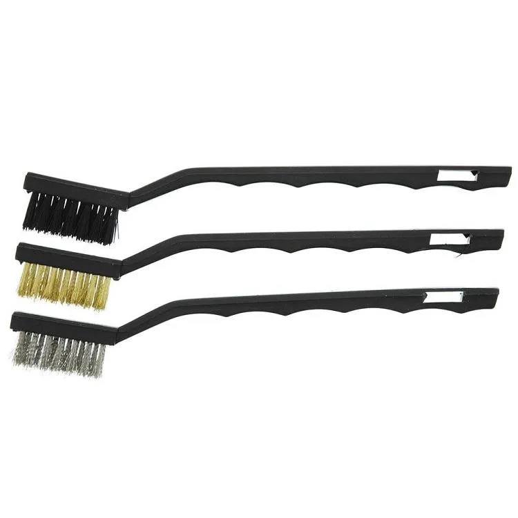 3 PCs Mini Wire Brush Set Brass Nylon Stainless Steel Bristles Household Cleaning Brush