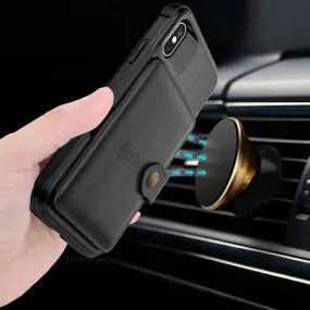 360 Protection Magnetic Leather Wallet Armor Case for iPhone -iPhone case