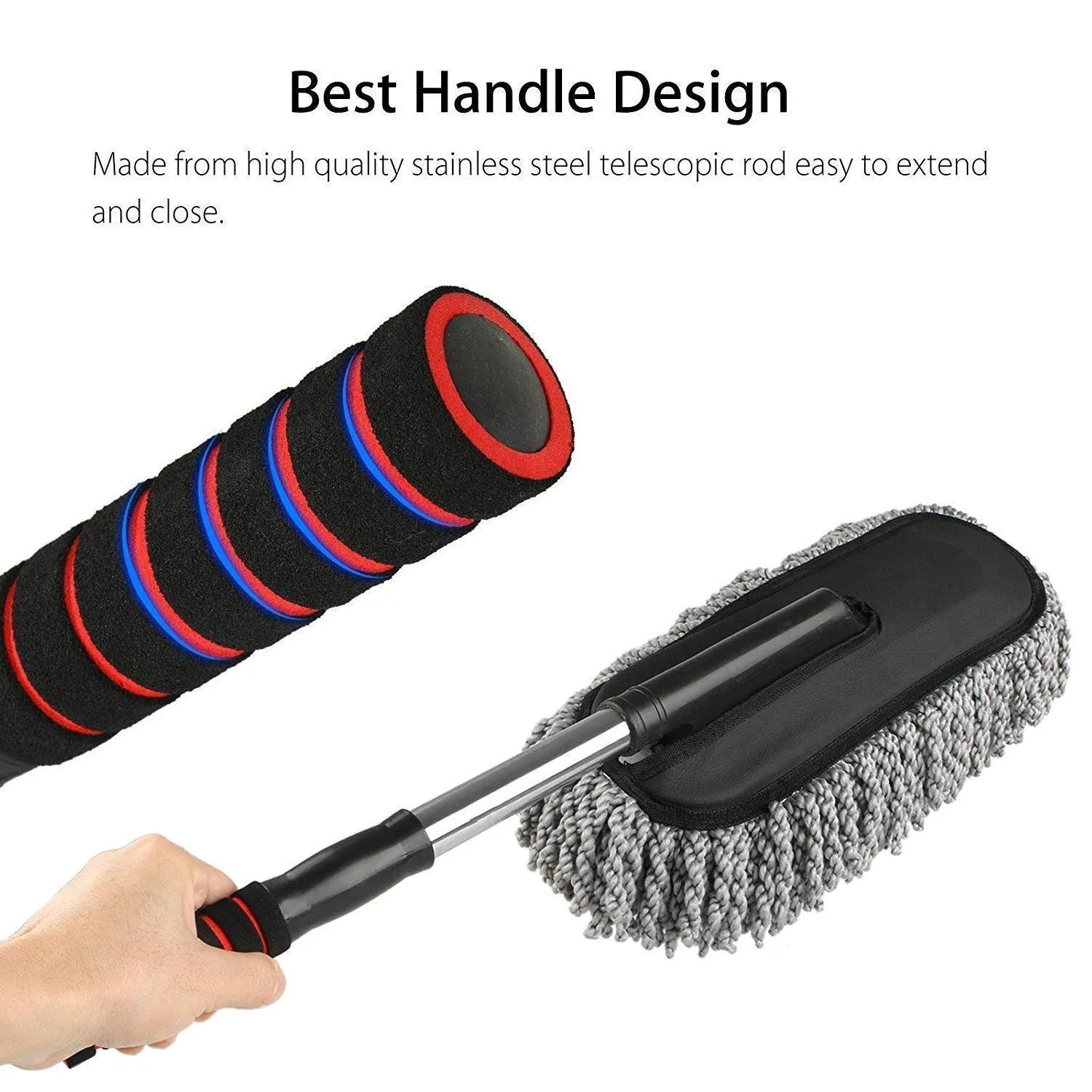 4749 Car Duster, Long Retractable / Soft / Non-Slip / Handle Multipurpose Microfiber Wash Brush Vehicle Interior and Exterior Cleaning Kit with for Car, Boats or Home