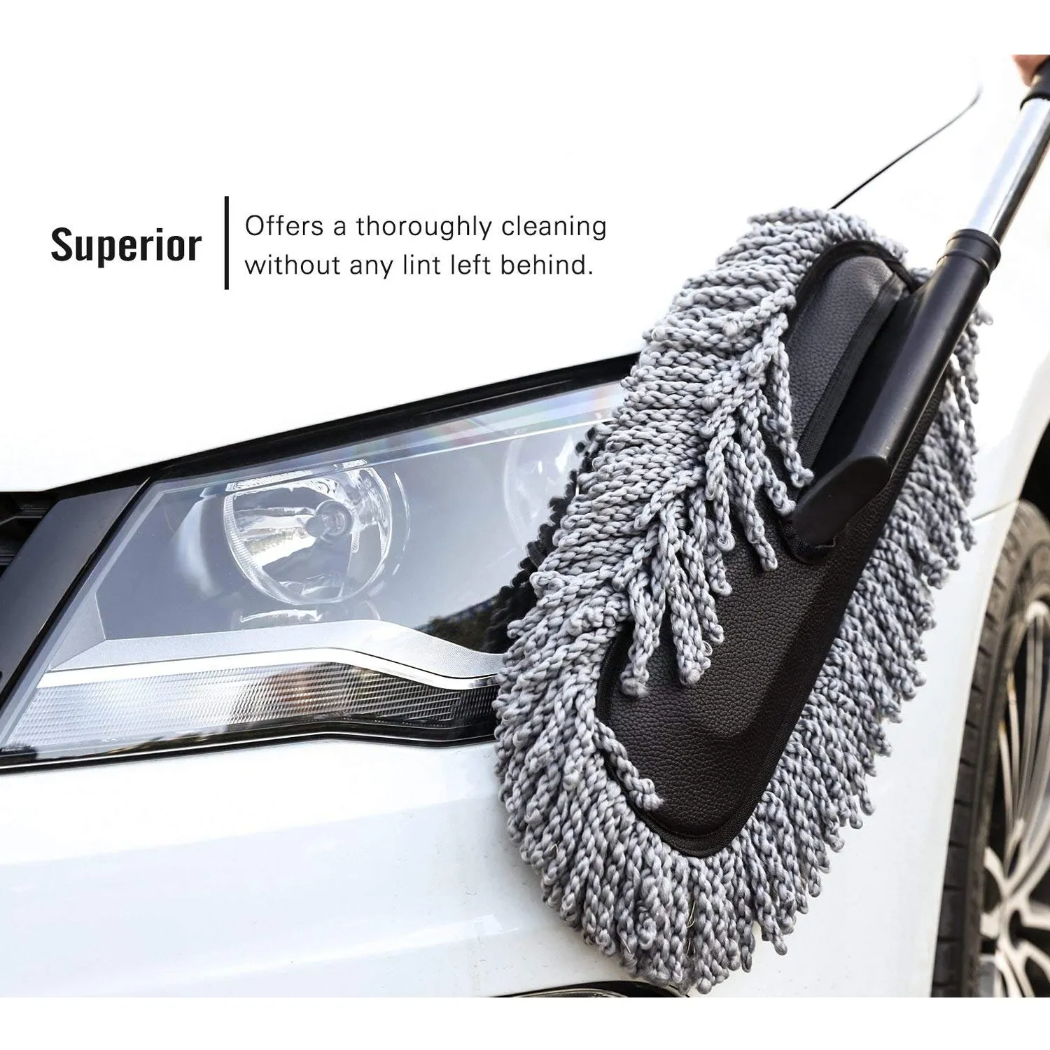 4749 Car Duster, Long Retractable / Soft / Non-Slip / Handle Multipurpose Microfiber Wash Brush Vehicle Interior and Exterior Cleaning Kit with for Car, Boats or Home