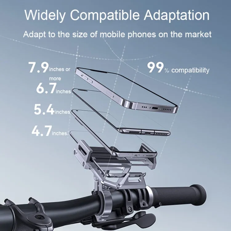 Aluminum Alloy Motorcycle Shockproof Mobile Phone Holder Bicycle Cycling Navigation Bracket(Silver)