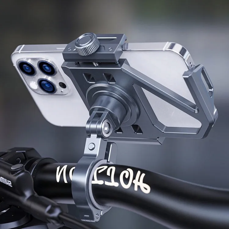 Aluminum Alloy Motorcycle Shockproof Mobile Phone Holder Bicycle Cycling Navigation Bracket(Silver)