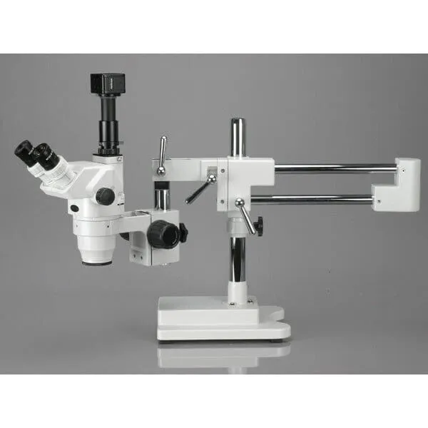 AmScope ZM-4 Series Ultimate Zoom Trinocular Stereo Microscope 6.7X-90X Magnification on 3D Boom Stand