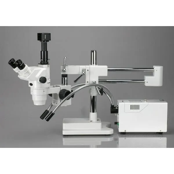 AmScope ZM-4 Series Ultimate Zoom Trinocular Stereo Microscope 6.7X-90X Magnification on 3D Boom Stand