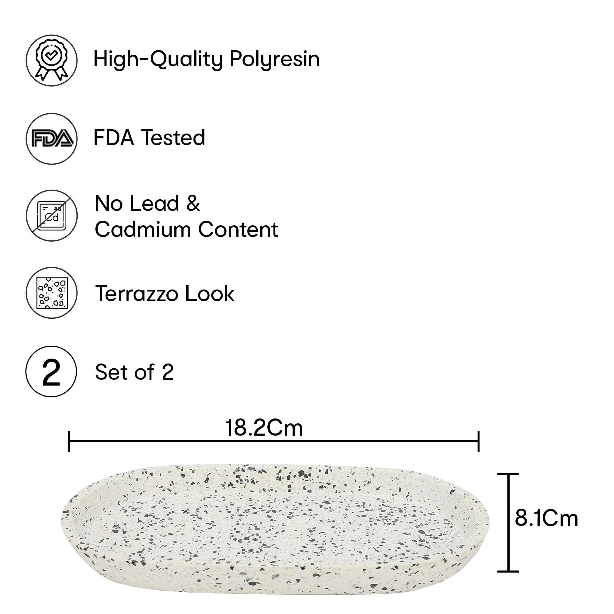 Anko Terrazzo Bathroom Toothbrush & Soap Dispenser Tray - Pack of 2 | Bathroom Shelf Organizer | Washroom Storage Organizer | Toothbrush & Soap Dispenser Tray | Ideal for Shampoo Bottles & Toothpaste