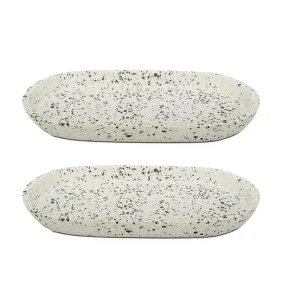 Anko Terrazzo Bathroom Toothbrush & Soap Dispenser Tray - Pack of 2 | Bathroom Shelf Organizer | Washroom Storage Organizer | Toothbrush & Soap Dispenser Tray | Ideal for Shampoo Bottles & Toothpaste