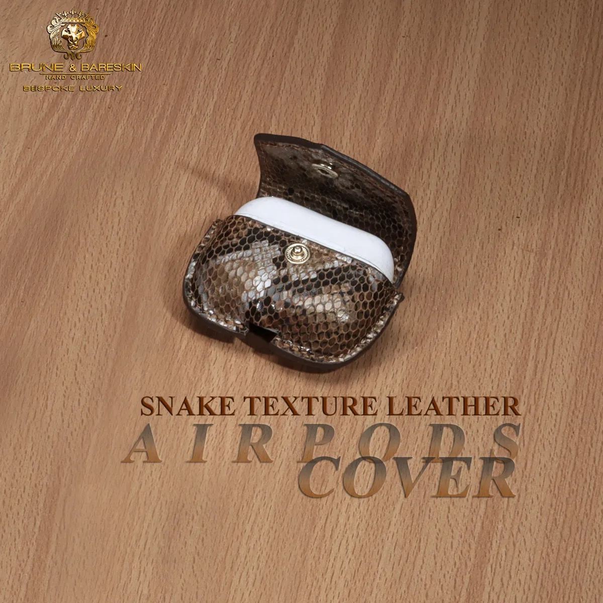 Apple Air-Pods Texture Of Snake Leather Carrying Case