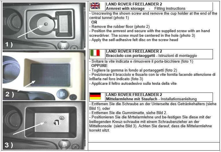 Armrest with storage for Freelander 2 (2007-2012)