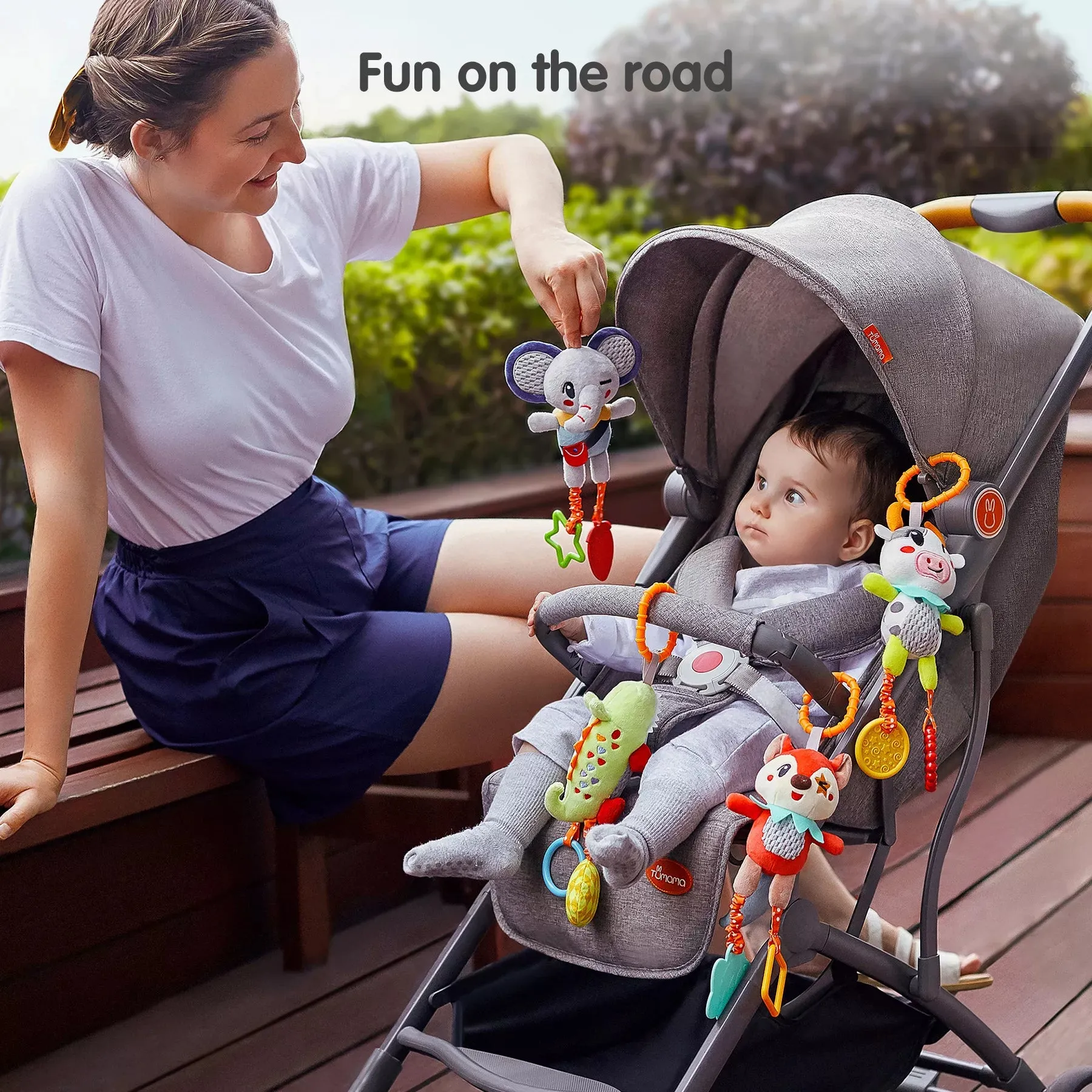 Baby hanging crib rattle toys cow fox alligator elephant car seat stroller soft plush rattles toy set for baby infant 0 Month 