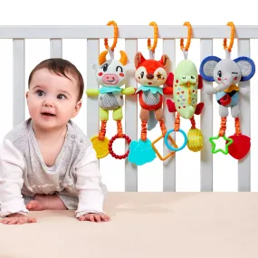 Baby hanging crib rattle toys cow fox alligator elephant car seat stroller soft plush rattles toy set for baby infant 0 Month 