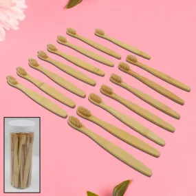 Bamboo Wooden Toothbrush Soft Toothbrush Wooden Child Bamboo Toothbrush Biodegradable Manual Toothbrush for Adult, Kids (15 pcs set / With Round Box)