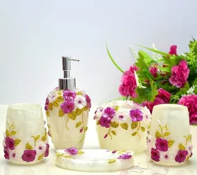 Bathroom Accessories Sets Pastoral Floral Lotion Dispenser Toothbrush Holder Tumbler Cup Soap Dish 5pcs