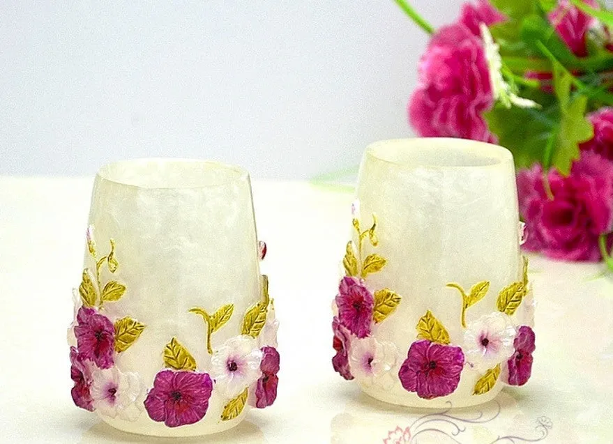 Bathroom Accessories Sets Pastoral Floral Lotion Dispenser Toothbrush Holder Tumbler Cup Soap Dish 5pcs