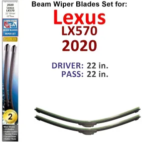 Beam Wiper Blades for 2020 Lexus LX570 (Set of 2)