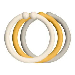 Bibs Pacifier 12-Pack Loops Infant Toy - Ivory, Honey Bee, and Sand