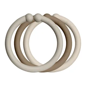 Bibs Pacifier 12-Pack Loops Infant Toy - Sand, Dark Oak, and Vanilla