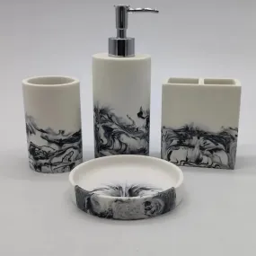 Black And White Bathroom Accessory Set