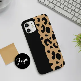 Black Chic Leopard Custom Name Slim Case Cover With Same Design Holder