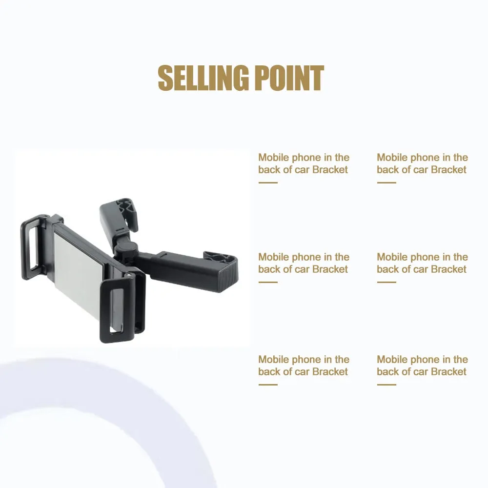 Car Headrest Tablet Mount Holder Clips 360 Degree Rotating