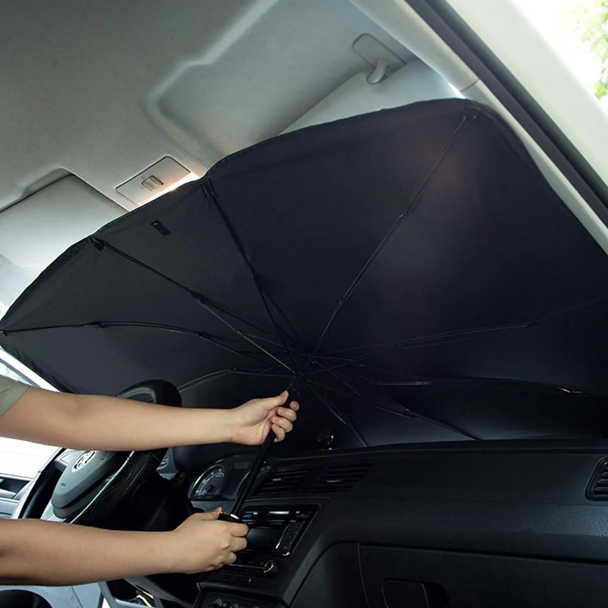 CARBINIC Car Sun Shade Protector (140x79 CM) | Car Windshield Sun Shade | UPF50  Protection & Ti-Coating | Foldable Car Window Sun Shade | Iron-Polyester | Car Umbrella Sun Shade Cover | Universal