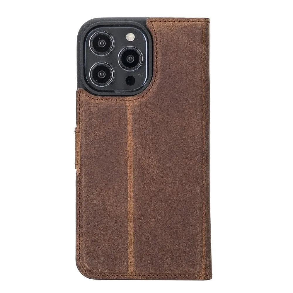 Carter iPhone 14 Plus Detachable Wallet Case, Antique Brown