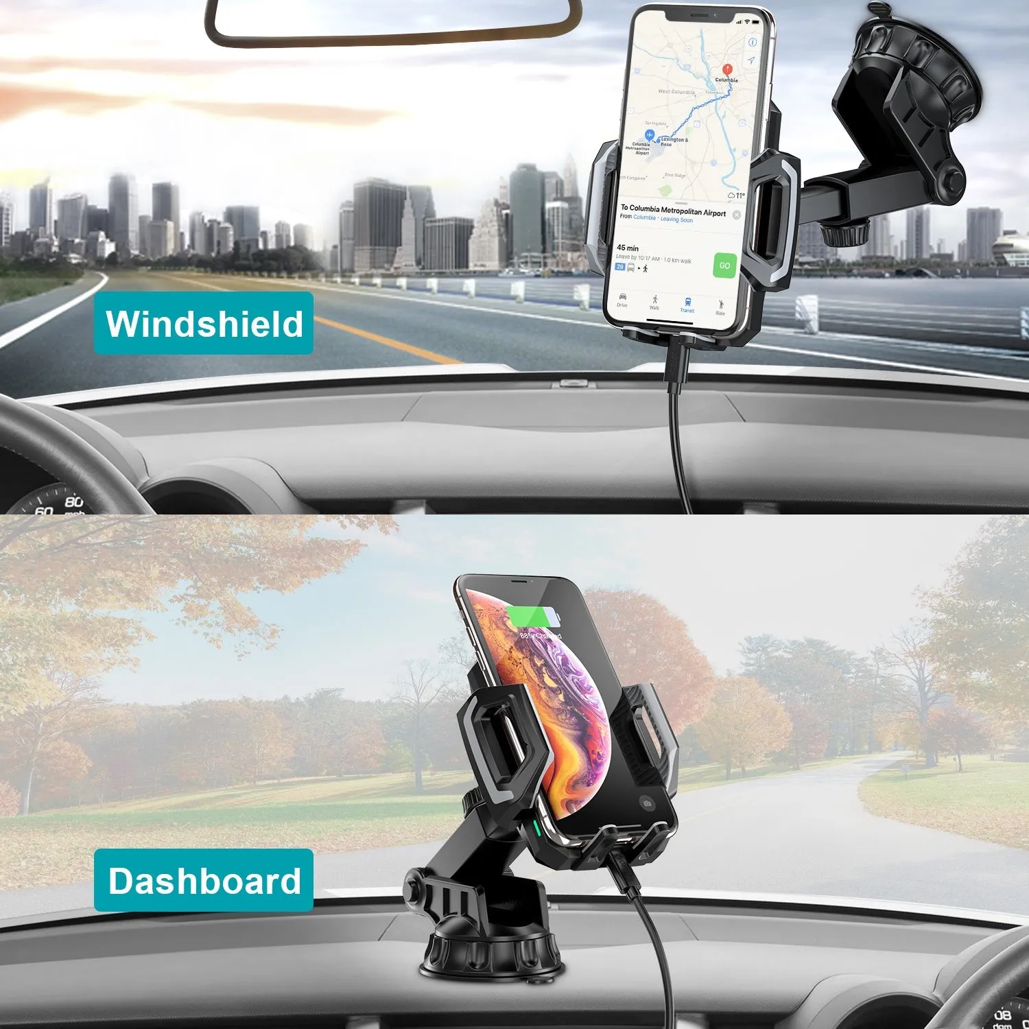 Choetech 15W Wireless Car Mount - Black T521-S