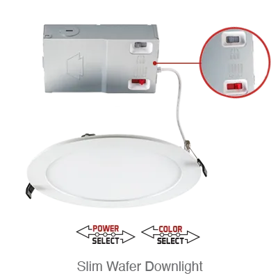 Circa 6 Inch LED Round Wafer Down Light, 1,080 Lumens, 13W, 120V, CCT Selectable: 2700K/3000K/3500K/4000K/5000K