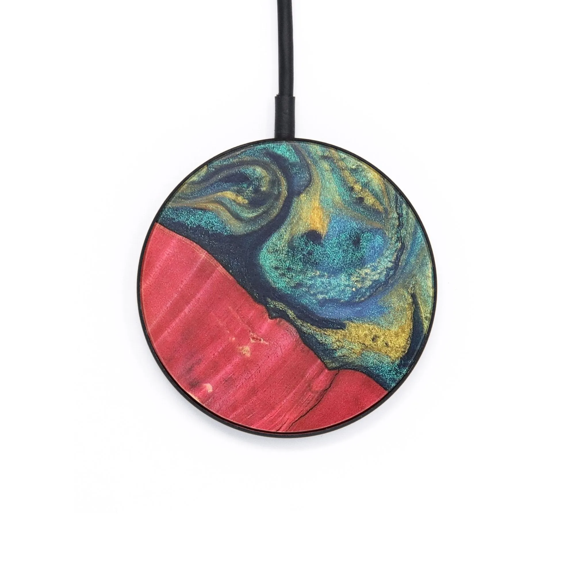 Circle Wood Wireless Charger - Thea (Teal & Gold, 727293)