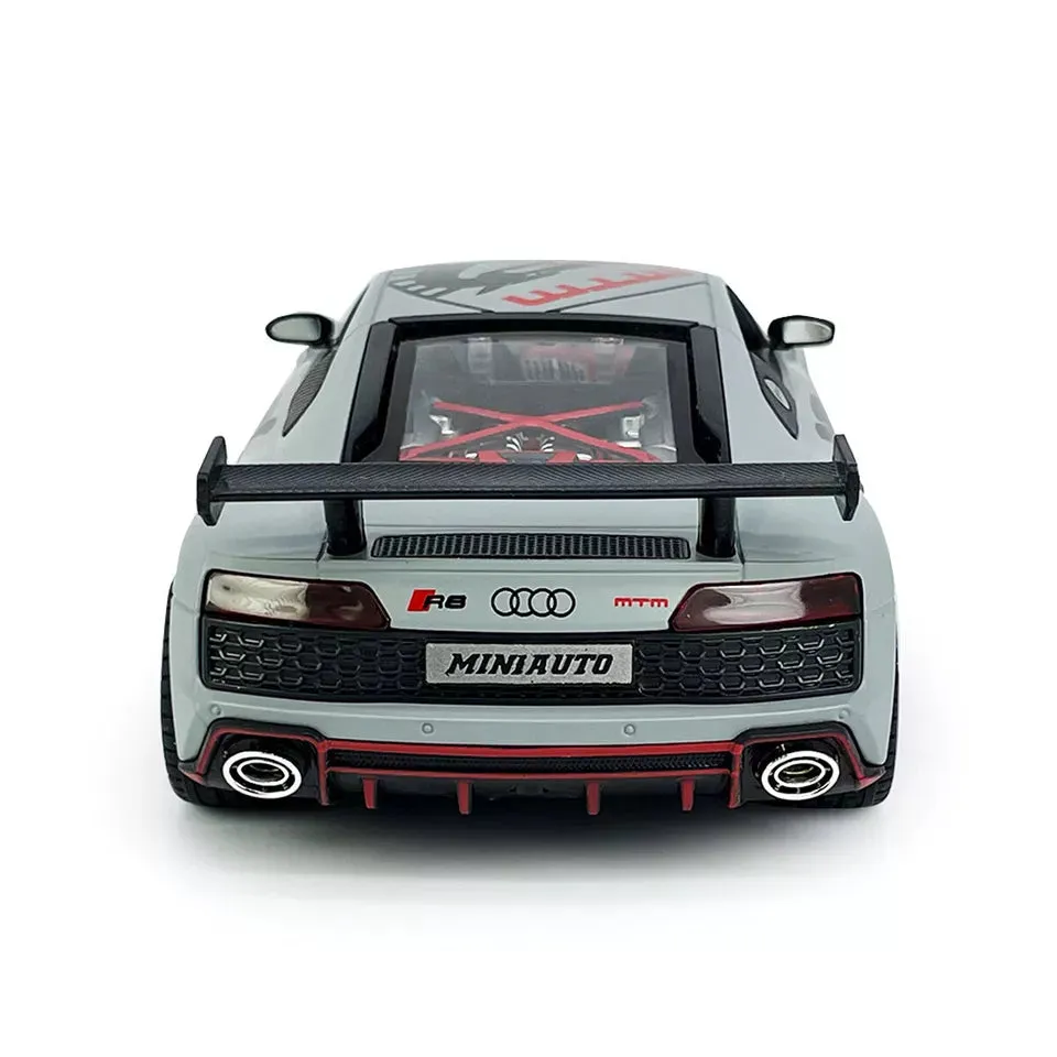 COMPATIBLE FOR 1:24 AUDI R8 MTM TOY CAR MODEL, DIECAST COLLECTIBLE PULLBACK MODEL CAR WITH SOUND AND LIGHT, TOY GIFT VEHICLES FOR  KIDS, BOYS & GIRLS BEST GIFTS TOYS FOR KIDS