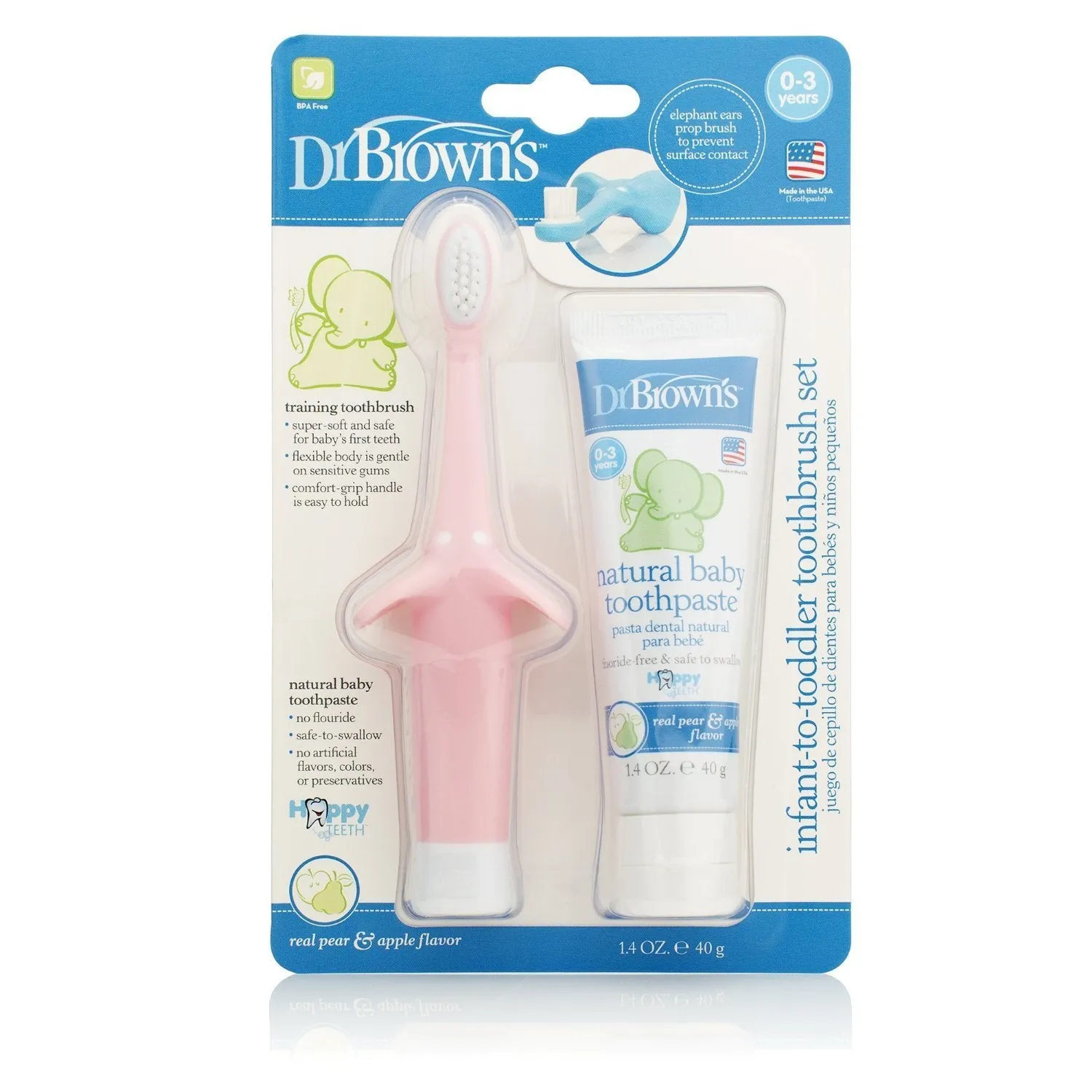 Dr. Brown's Infant-to-Toodler Toothbrush and Toothpaste Combo Pack - Pink