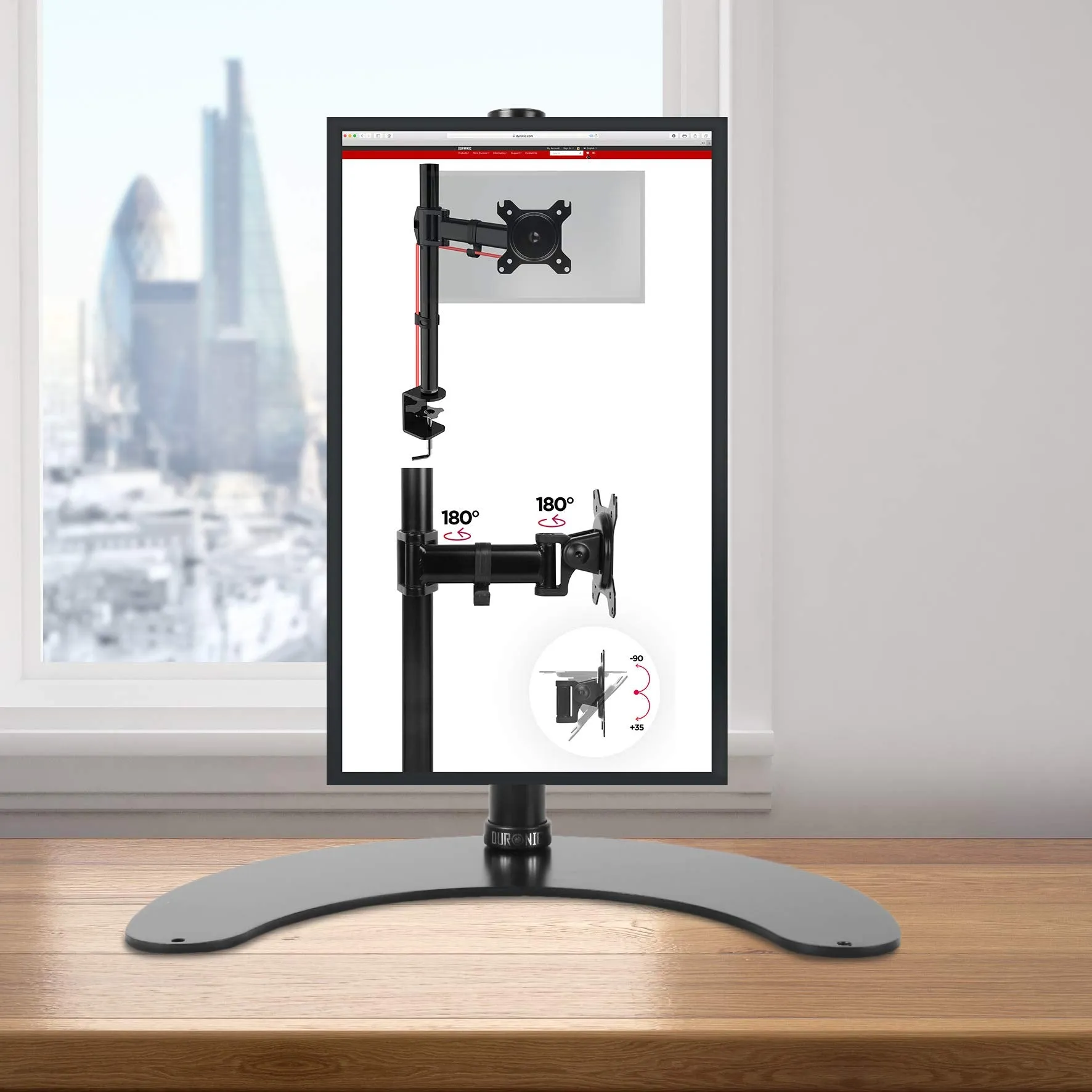 Duronic Monitor Stand DM15D1, Monitor Arm for 13-32” PC LED Screens, Adjustable Tilt Single Monitor Mount, Gaming Monitor Desk Mount with VESA 75 100, Monitor Riser for Work & Home Office Desk