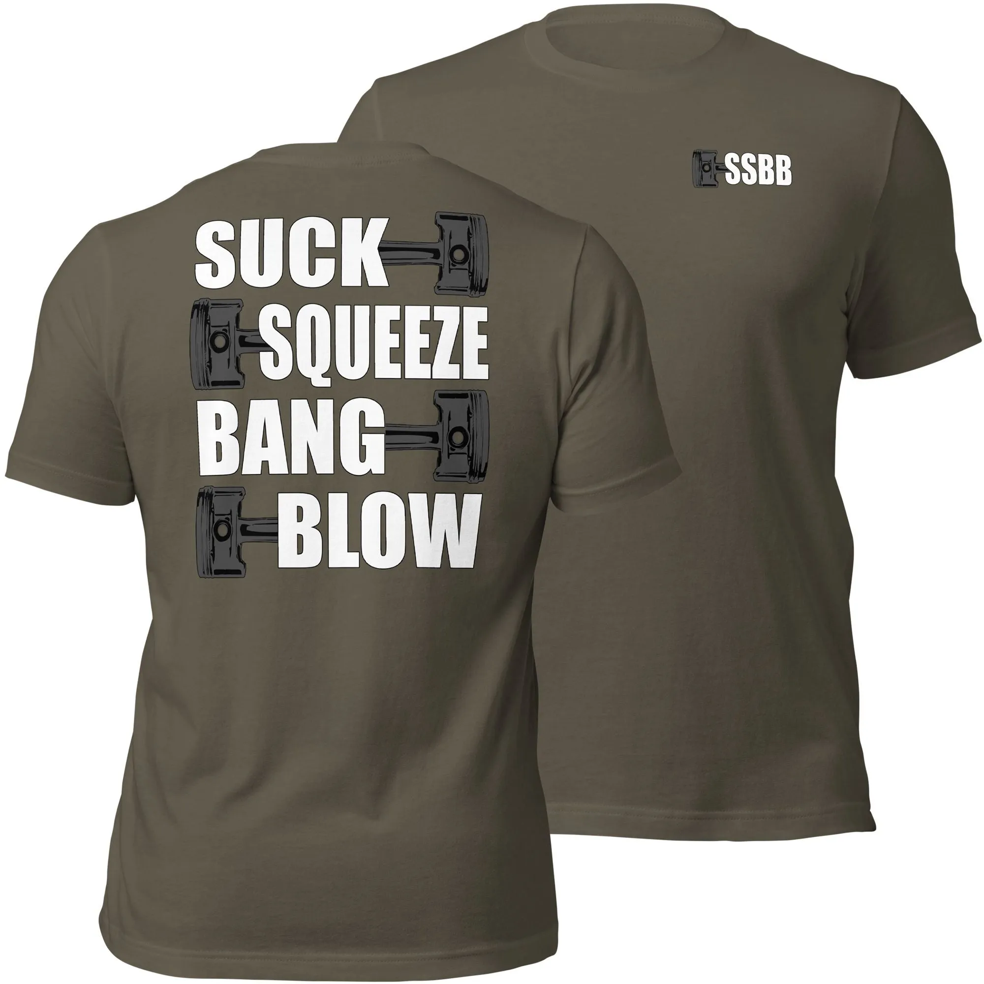 Funny Mechanic Shirt, Car Enthusiast Gift, Racing, or Racecar T-Shirt, Suck Squeeze Bang Blow Saying