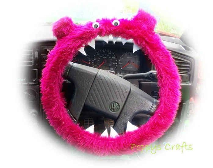 Fuzzy Monster car steering wheel cover Plain faux fur choice of colour