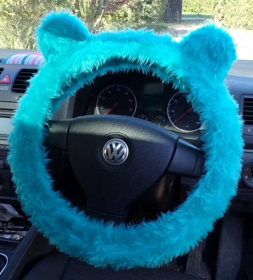 Fuzzy Monster car steering wheel cover Plain faux fur choice of colour