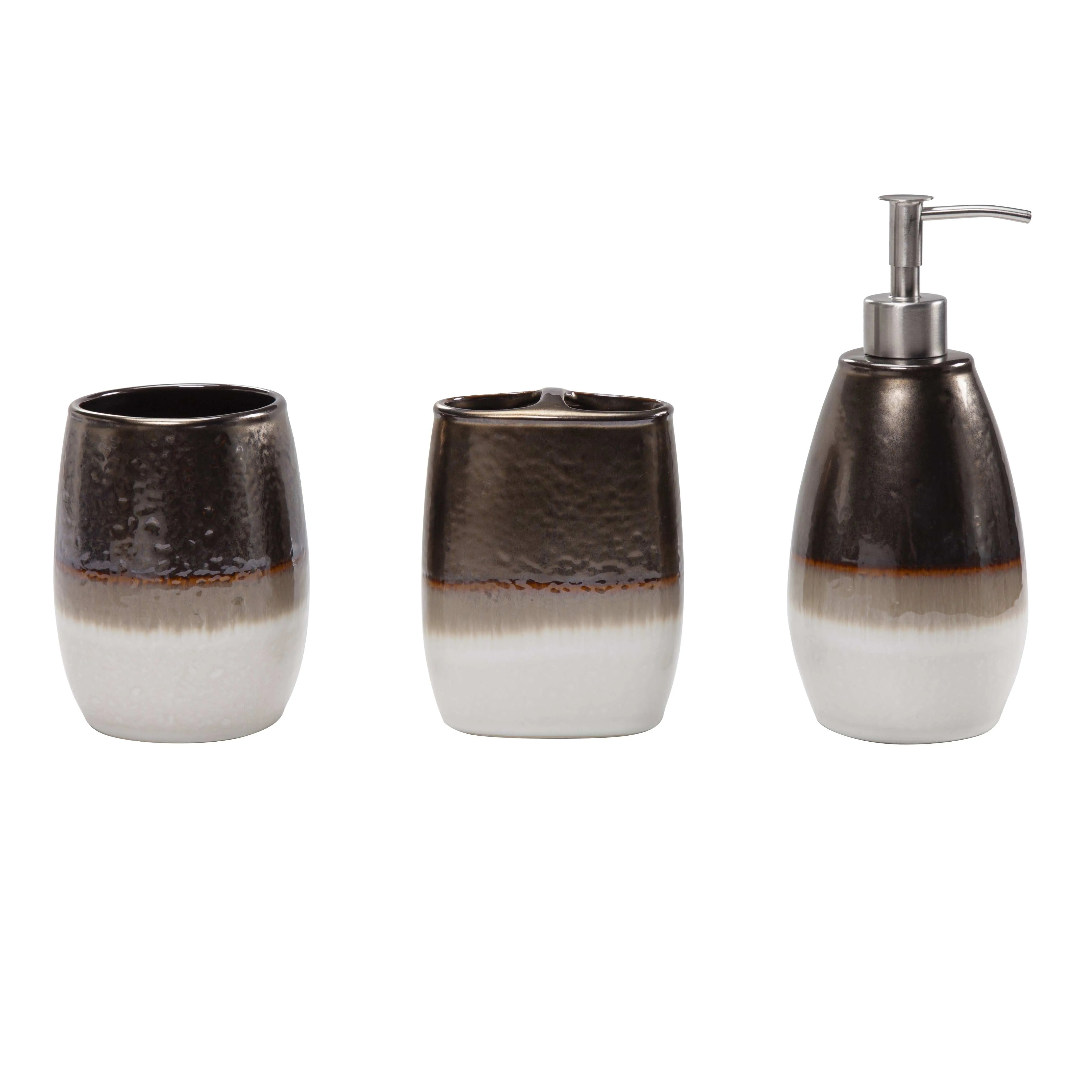 Gilded Stoneware 3PC Countertop Bathroom Set