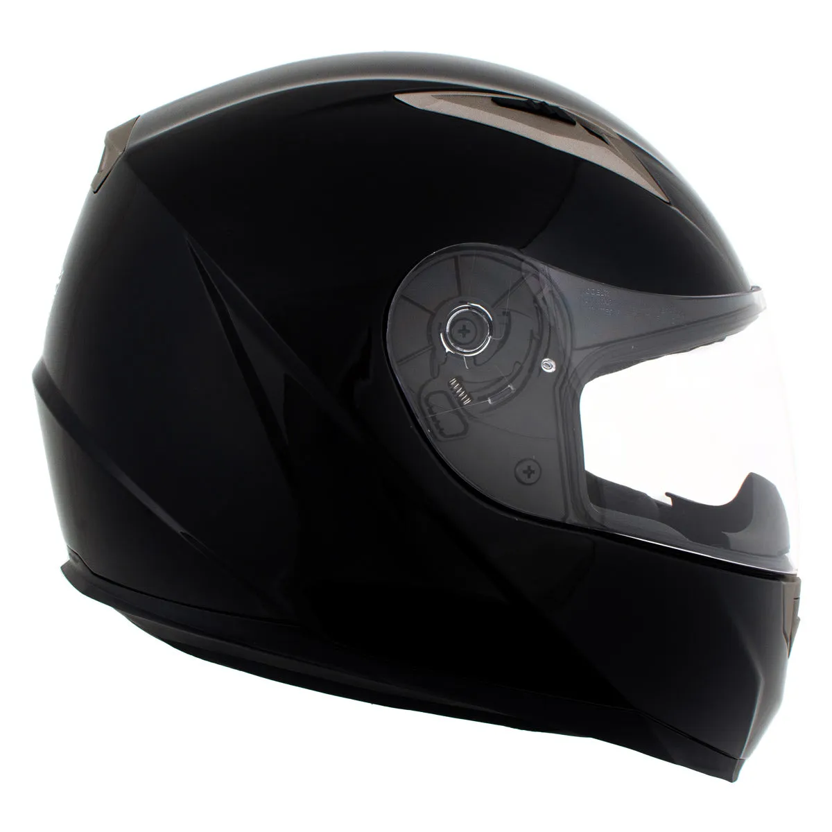 H510 Gloss Black 'Chit-Chat' Full Face Motorcycle Helmet w/ Intercom - Built-in Speaker and Microphone for Men / Women