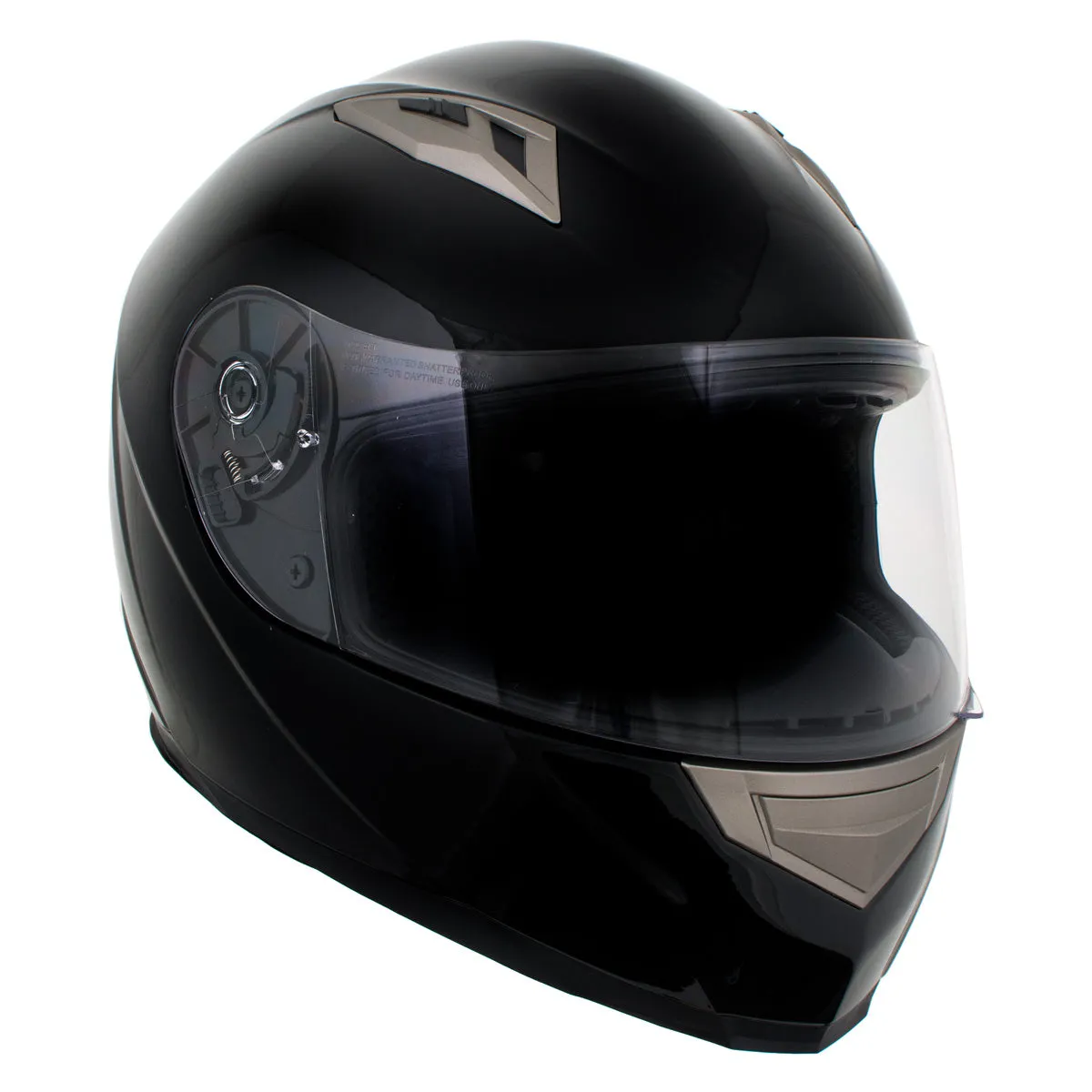 H510 Gloss Black 'Chit-Chat' Full Face Motorcycle Helmet w/ Intercom - Built-in Speaker and Microphone for Men / Women