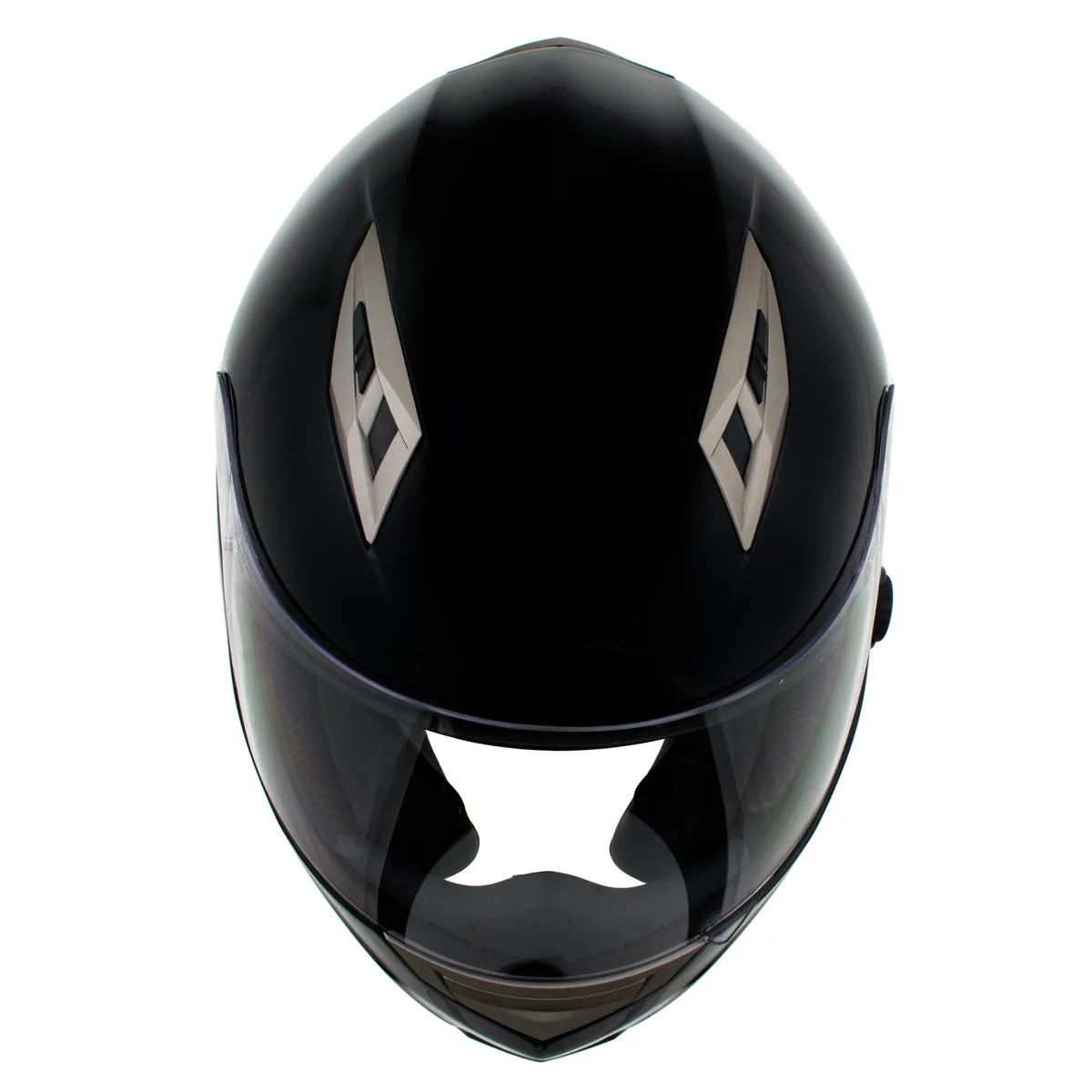 H510 Gloss Black 'Chit-Chat' Full Face Motorcycle Helmet w/ Intercom - Built-in Speaker and Microphone for Men / Women