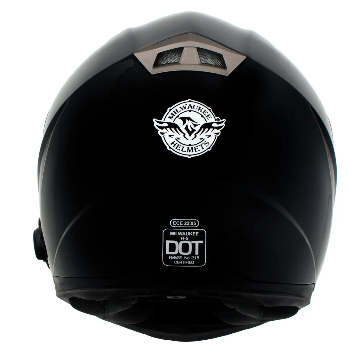 H510 Gloss Black 'Chit-Chat' Full Face Motorcycle Helmet w/ Intercom - Built-in Speaker and Microphone for Men / Women