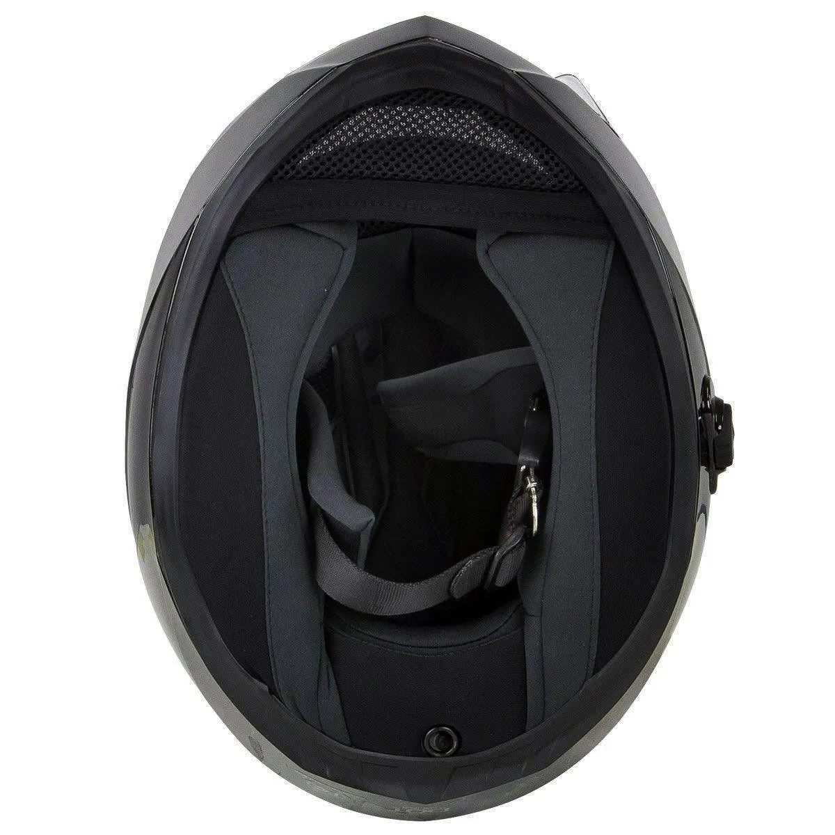 H510 Gloss Black 'Chit-Chat' Full Face Motorcycle Helmet w/ Intercom - Built-in Speaker and Microphone for Men / Women