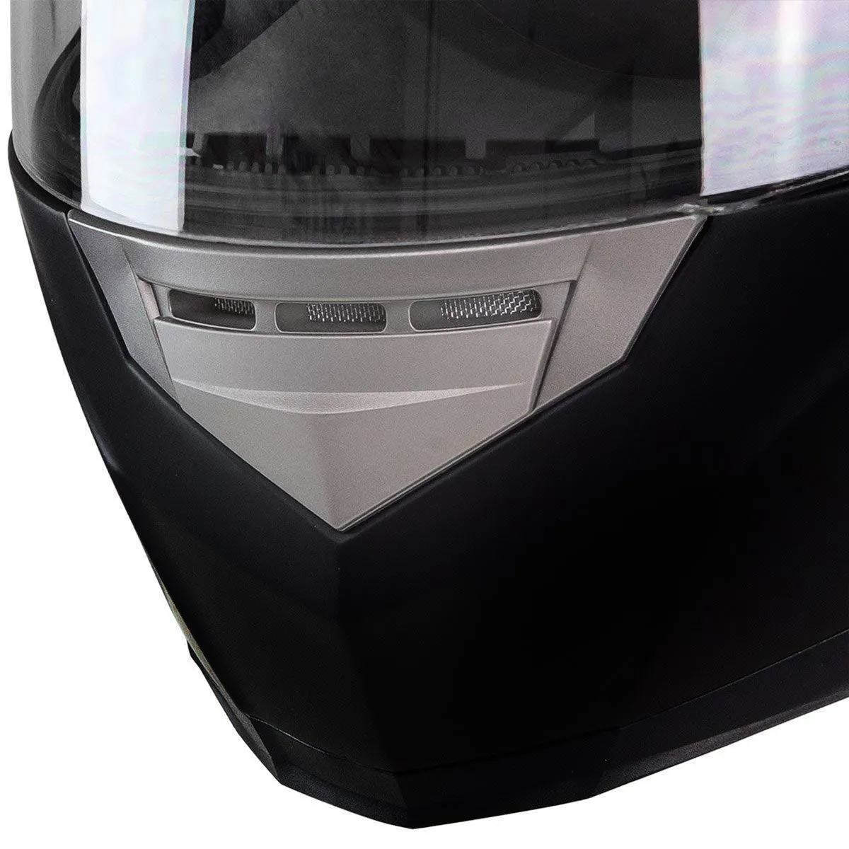 H510 Gloss Black 'Chit-Chat' Full Face Motorcycle Helmet w/ Intercom - Built-in Speaker and Microphone for Men / Women