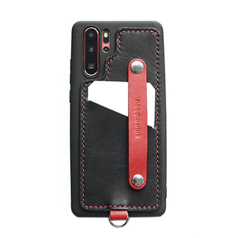 Handmade Coffee Leather Huawei P30 Pro Case with Card Holder CONTRAST COLOR Huawei P30 Pro Leather Case