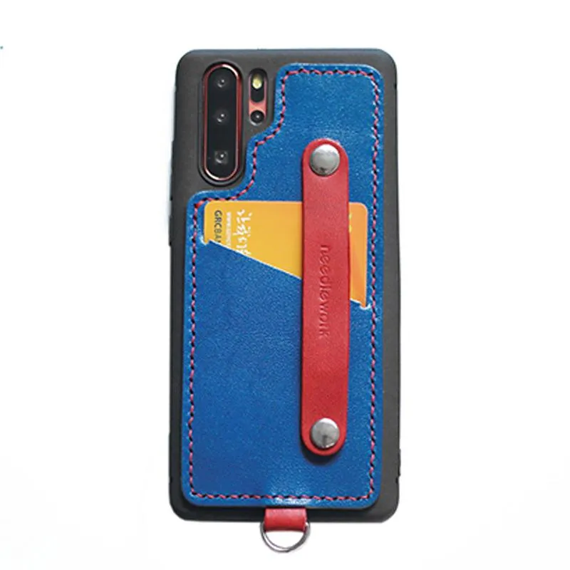 Handmade Coffee Leather Huawei P30 Pro Case with Card Holder CONTRAST COLOR Huawei P30 Pro Leather Case