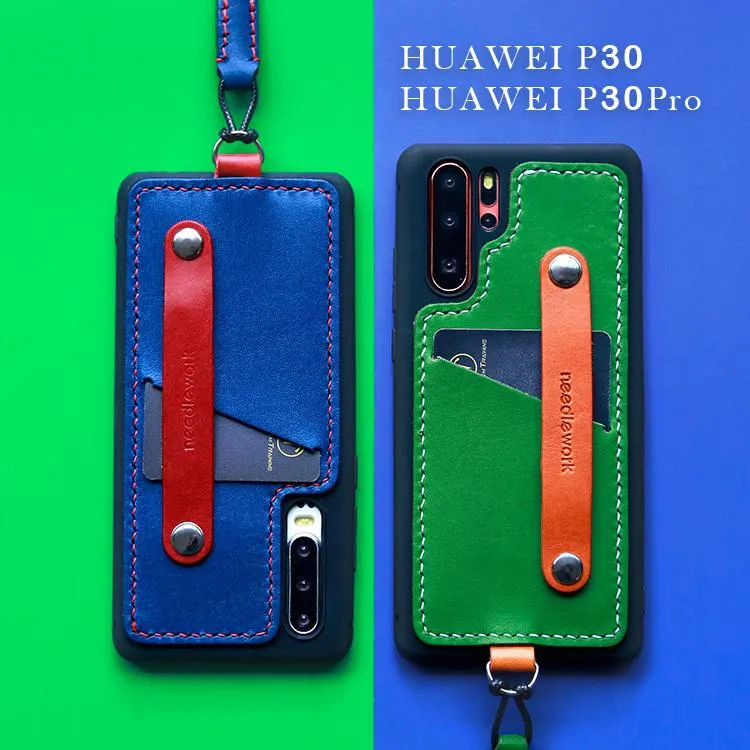 Handmade Coffee Leather Huawei P30 Pro Case with Card Holder CONTRAST COLOR Huawei P30 Pro Leather Case