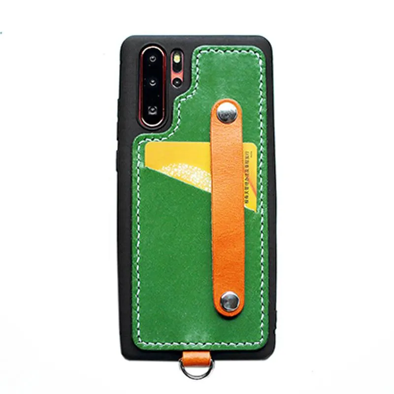 Handmade Coffee Leather Huawei P30 Pro Case with Card Holder CONTRAST COLOR Huawei P30 Pro Leather Case